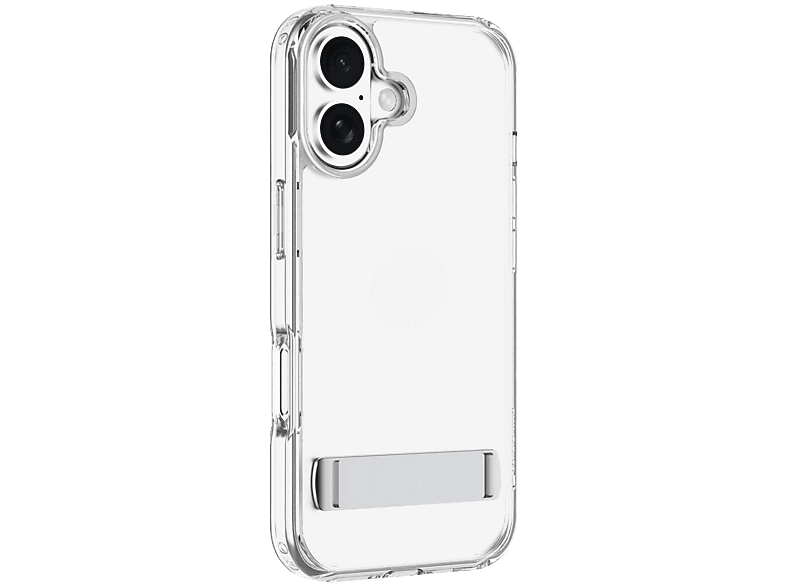 Funda móvil - CellularLine CLEAR STAND, Para iPhone 17, Esquinas reforzadas, Anti-amarilleo, Con soporte integrado, Antibacteriana, Transparente