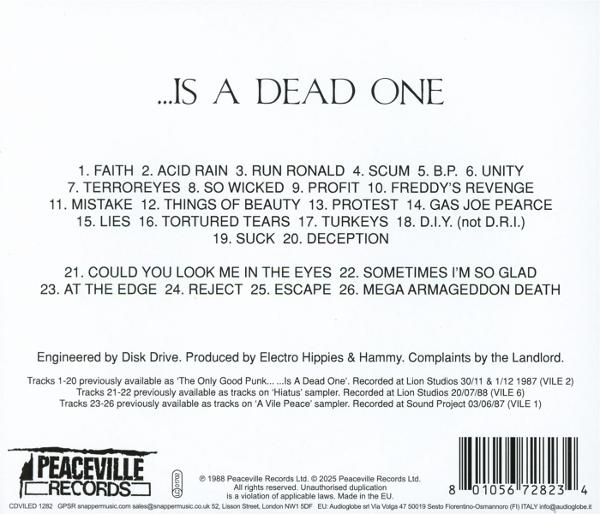 Albumcover mit Text, Songtiteln und Peaceville Records Logo. Enthält Titelliste, Credits und Barcode.