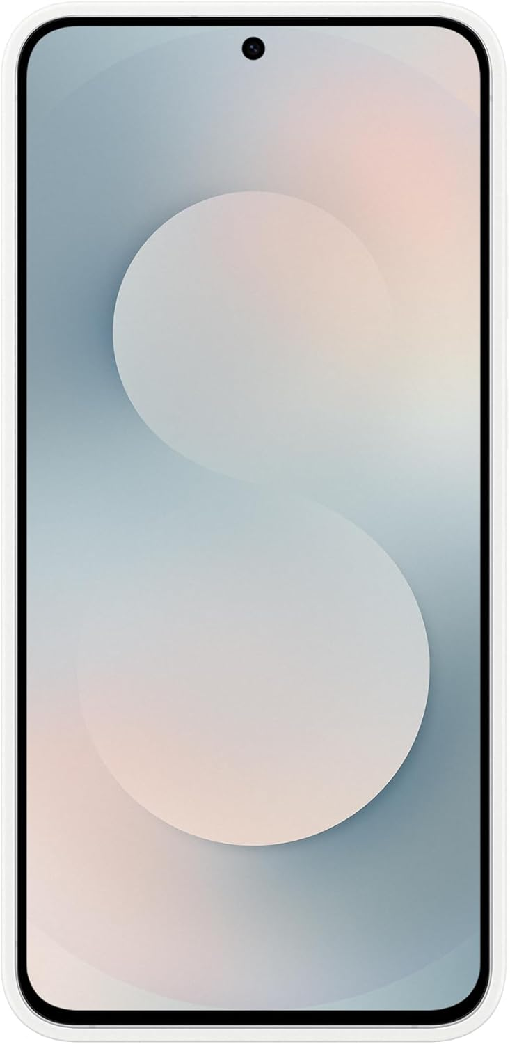 Smartphone-Bildschirm mit pastellfarbenem Hintergrund und kreisförmigem Design. Eine schwarze Kameralinse ist oben sichtbar.