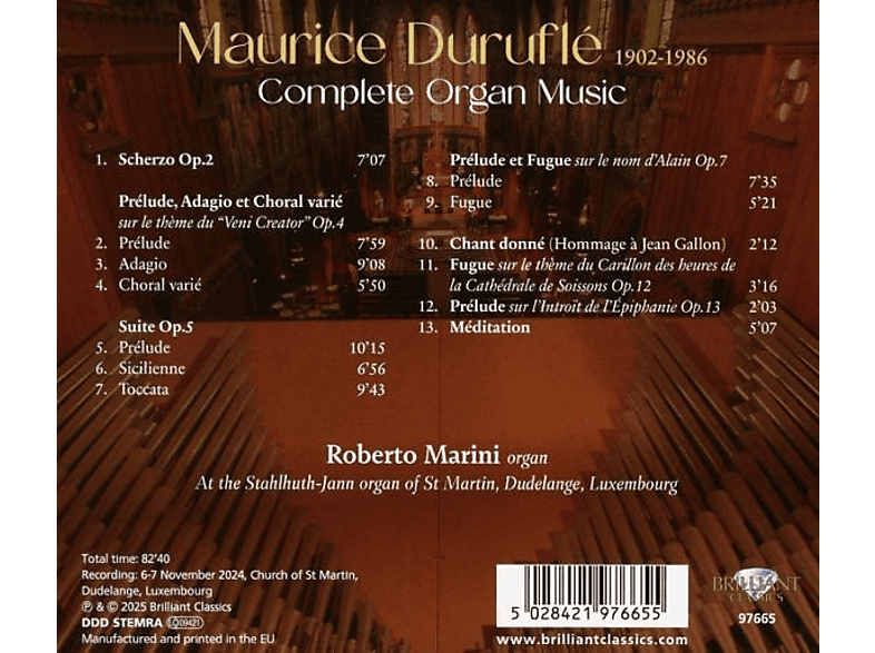 Thumbnail - Roberto Marini - Durufle:Complete Organ Music (CD)
