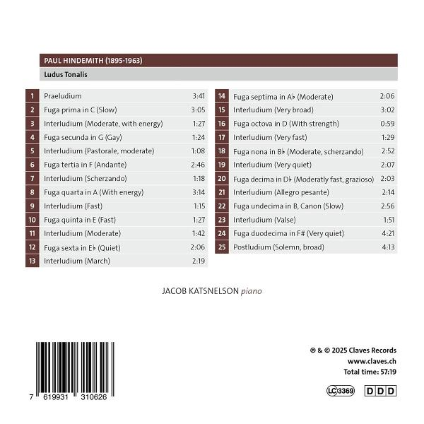 Ein Musikalbumcover mit einer Liste von Musikkompositionen und Zeitangaben. Der Komponist ist Paul Hindemith.
