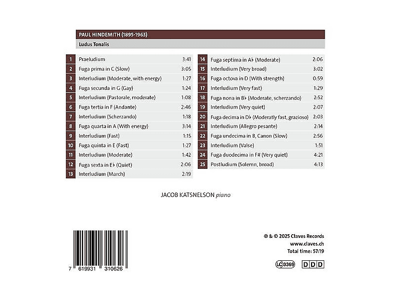 Thumbnail - Jacob Katsnelson - Ludus Tonalis (CD)