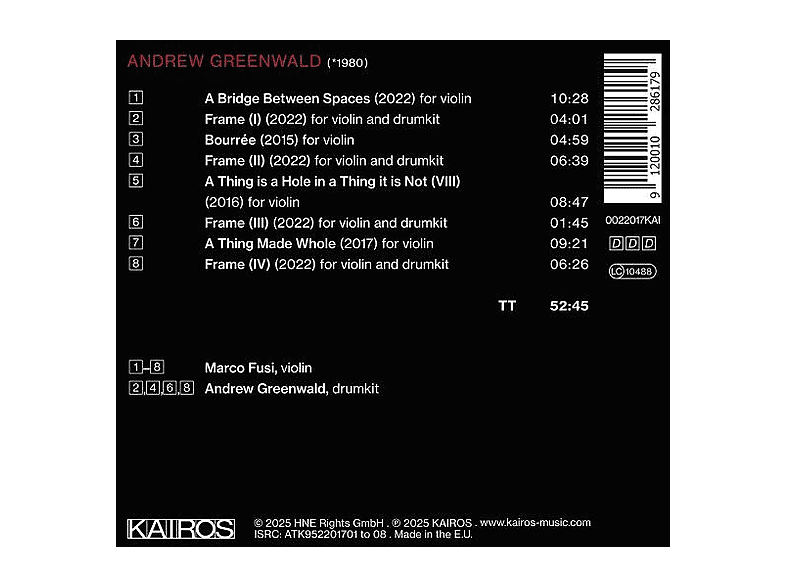 Thumbnail - Fusi, Marco/Greenwald, Andrew - A Bridge between Spaces (CD)