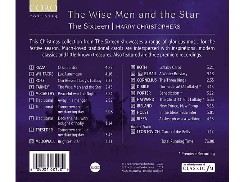 Thumbnail - Sixteen,The/Christophers,Harry - The Wise Men and the Star A Christmas Collection (CD)