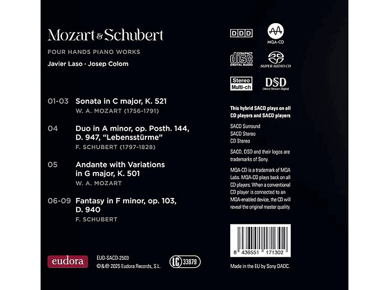Thumbnail - Colom, Josep/Laso, Javier - Mozart & Schubert Four Hands Piano Works (SACD Hybrid)