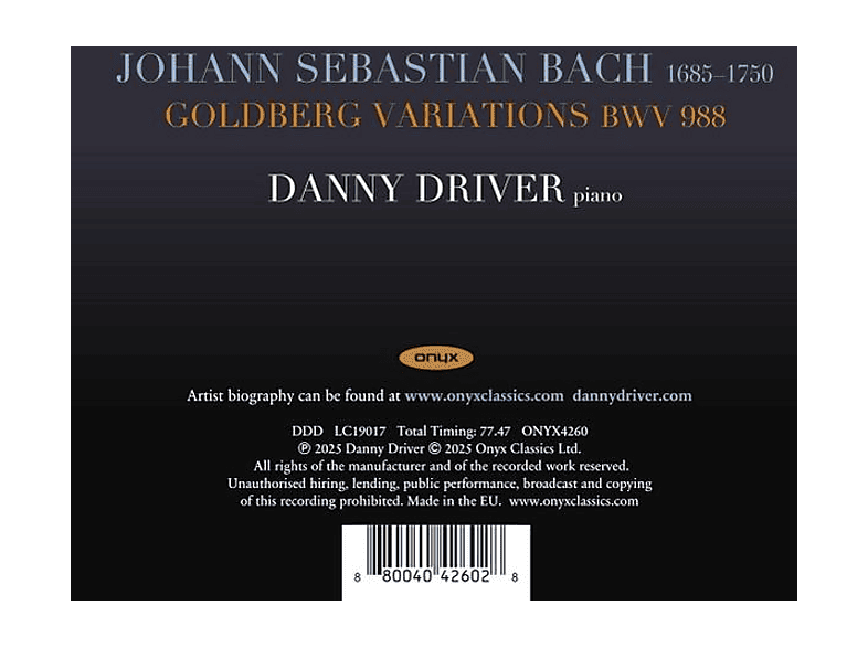 Thumbnail - Danny Driver - Goldberg-Variationen BWV 988 (CD)