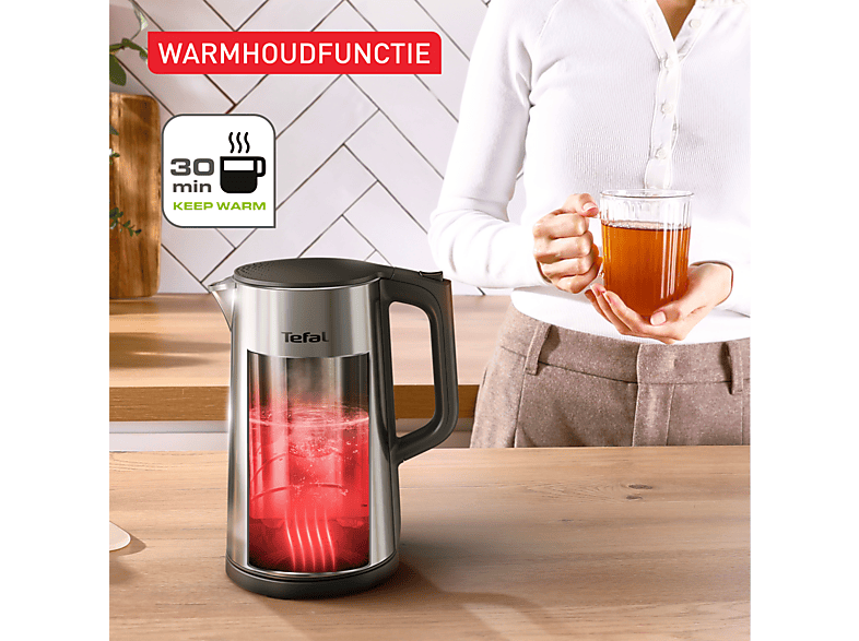 Tefal Express Control kettle KI240D stainless steel 1.7 L, 7 temperature settings, Keep warm function