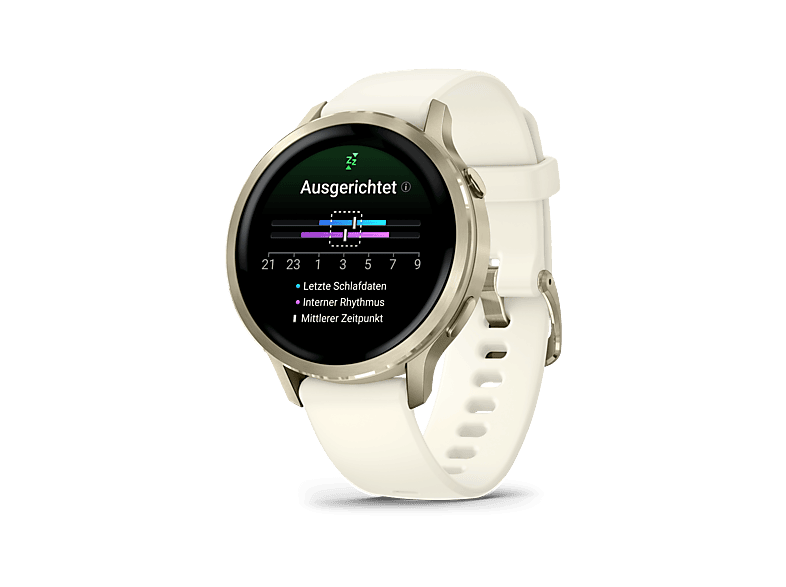 Garmin Venu 4 Fitness-Smartwatch, 41mm, Beige/Lunargold mit Schnellwechsel-Silikon-Armband — Foto 2 von 5