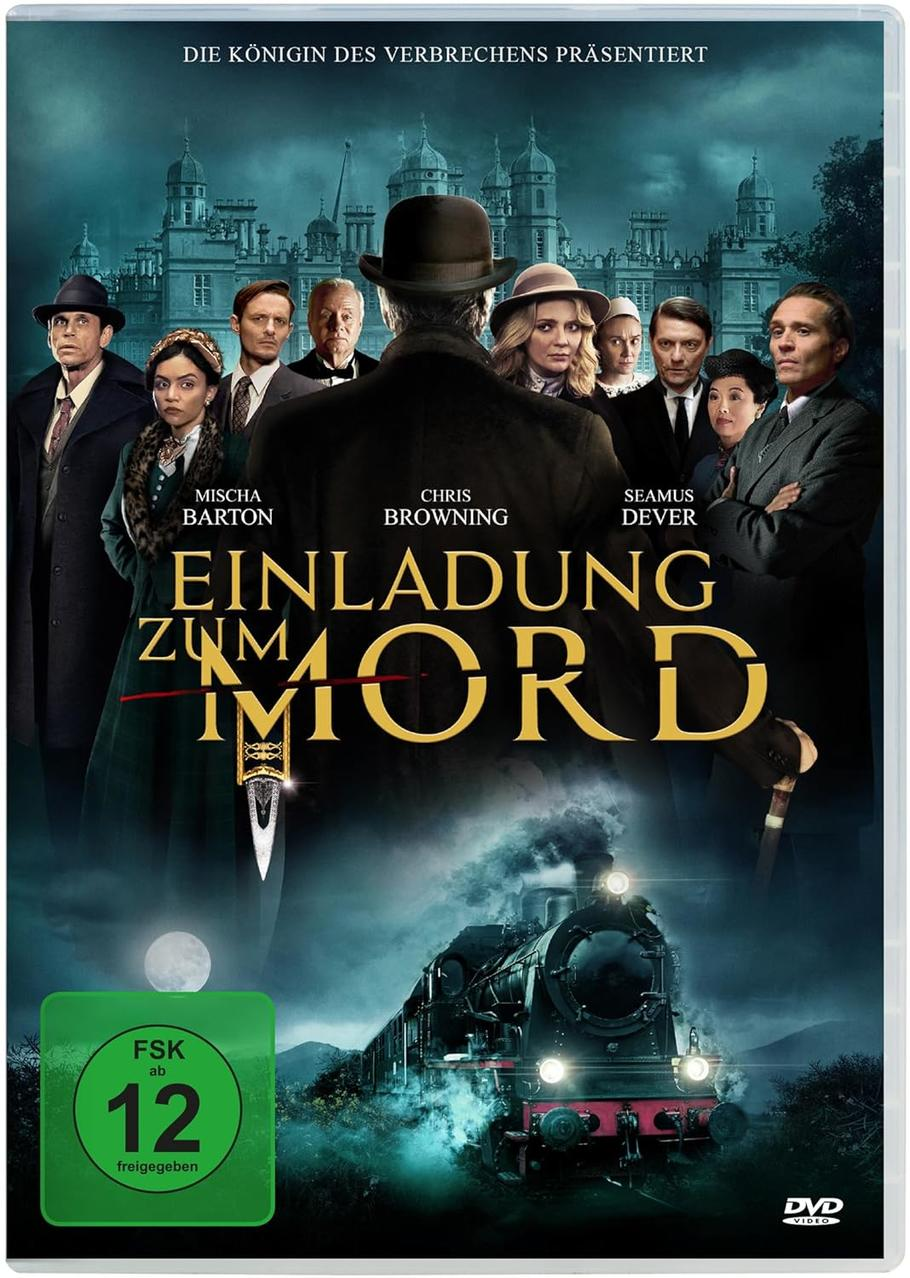 Filmposter mit Ensemble-Besetzung. Ein Zug, ein Herrenhaus und der Titel 'Einladung zum Mord'. Stars: Chris Browning, Mischa Barton.