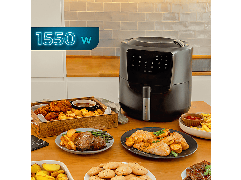 Freidora de aire - Cecotec Cecofry Rain, 1500 W, Capacidad 5.5l, 8 Menús Inteligentes, Temporizador, Negro – imagen 2