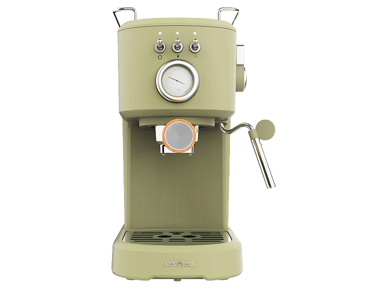 Cafetera express - Cecotec Power Espresso 20 Retro Green, bar, 1100 W, 1.25 l, 2 Tazas, Verde