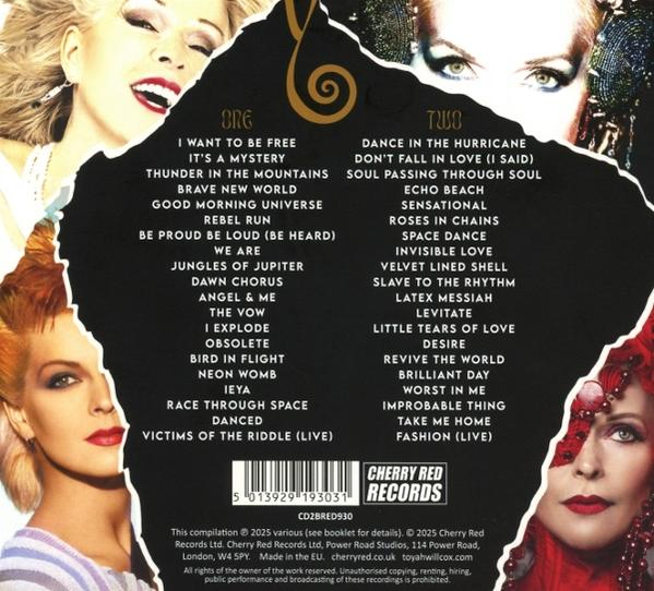Albumcover mit einer Zusammenstellung von Songs, wobei die Songtitel aufgelistet sind. Im Hintergrund sind drei Frauen zu sehen.