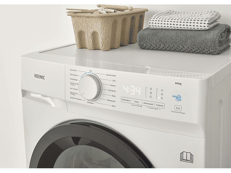 KOENIC KWDR 8642 A INV Wash Dryer Waschtrockner (8 kg / 6 kg, 1350 U/Min.)