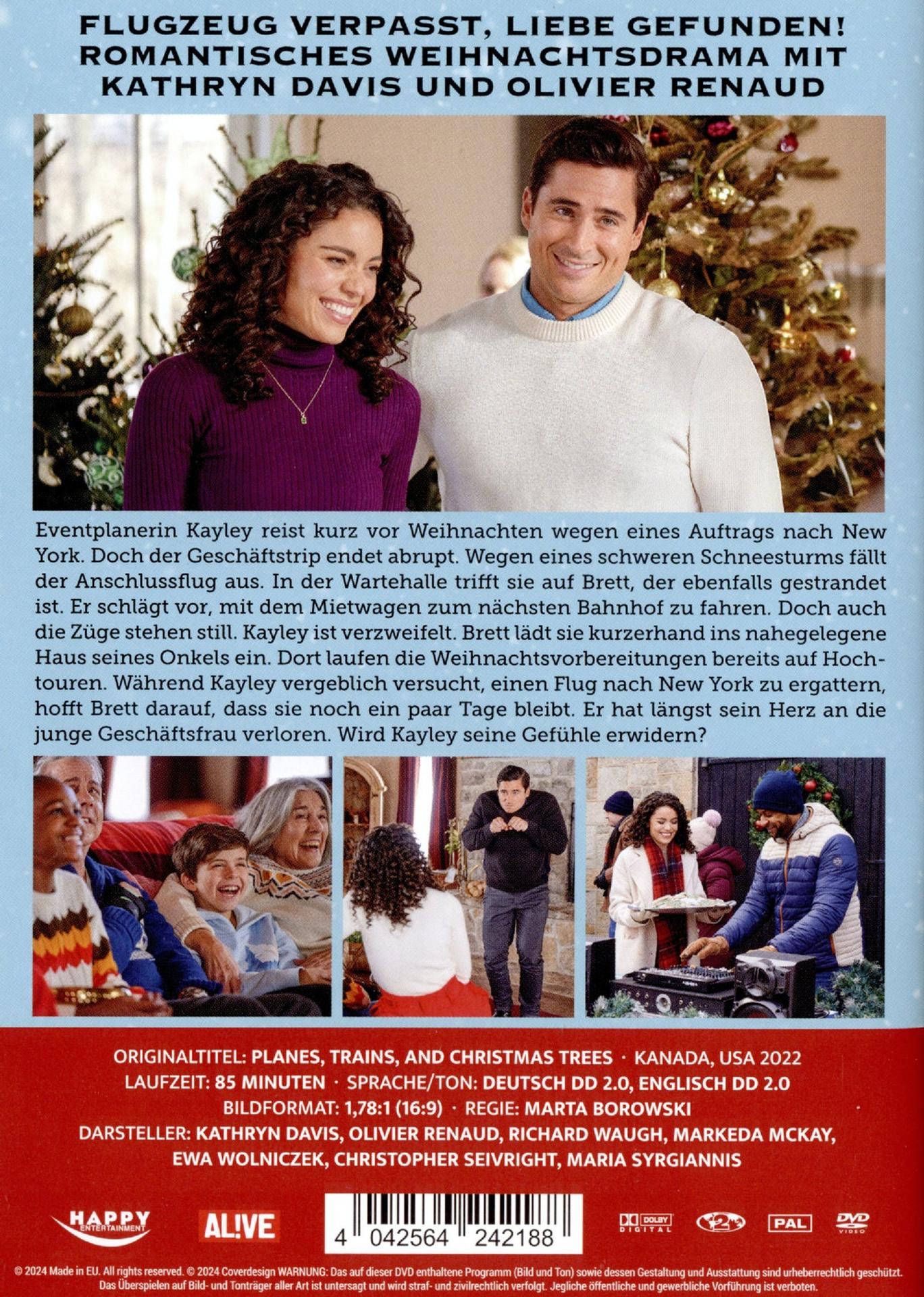 Ein Filmcover zeigt zwei lächelnde Personen vor einem Weihnachtsbaum. Der Text enthält Titel, Besetzung und Filmdetails.