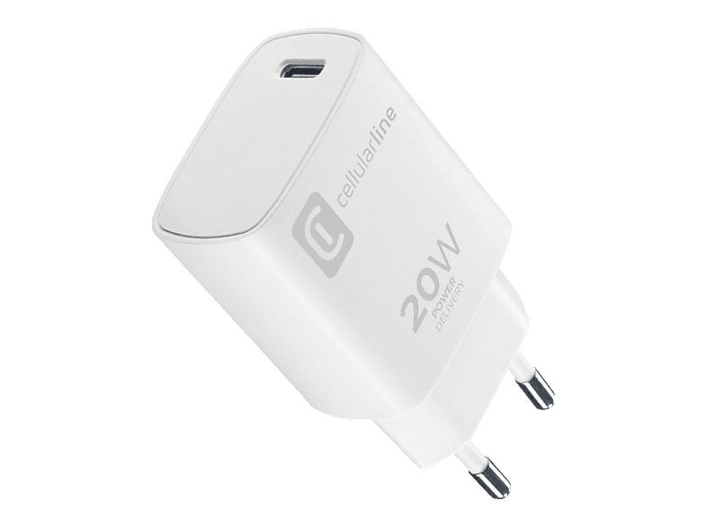 CELLULAR LINE USB-C Aufladegerät 20W Ladegerät Apple, Weiß