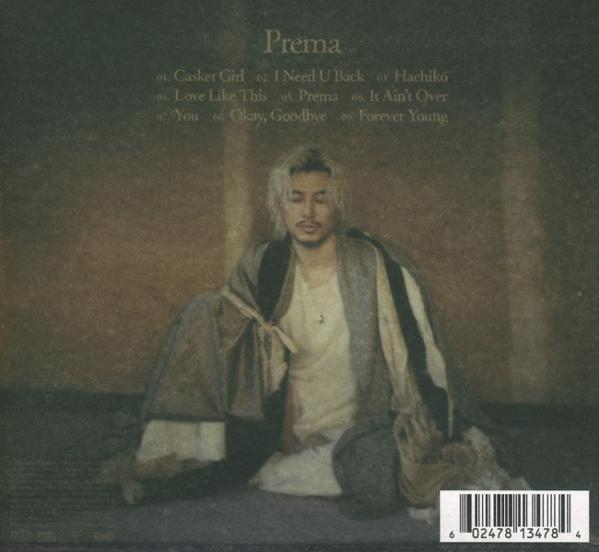 Albumcover: Mann im Gewand, sitzt mit geschlossenen Augen. Titel 'Prema' mit Titelliste. Barcode unten rechts.