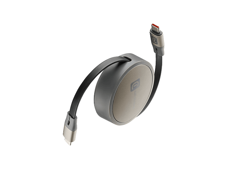 Cable USB - Cellularline ROLLER, Tipo C a C, Carga rápida, Extensible hasta 120 cm, Para carga de portátil y smartphone, 100W
