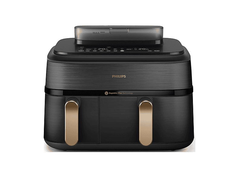 Philips Airfryer Serie 5000 da 9L cottura vapore Na552/00 Friggitrice AD Aria, capacità 9 l, Max potenza 2750 W, Nero/Bronzo