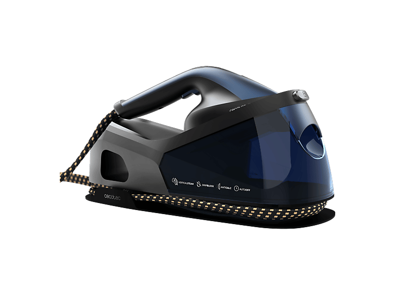 Centro de planchado - Cecotec IronHero V-2400 Station, 2400 W, 370 g/min, Suela Turbo Slide con revestimiento cerámico, Azul/Negro