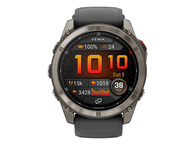 GARMIN fēnix® 8 Pro (51 mm) Multisport GPS-Smartwatch Faserverstärktes Polymer mit Titangehäuse hinten Silikon, 127 - 210 mm, Titan/Graphit/Schwarz