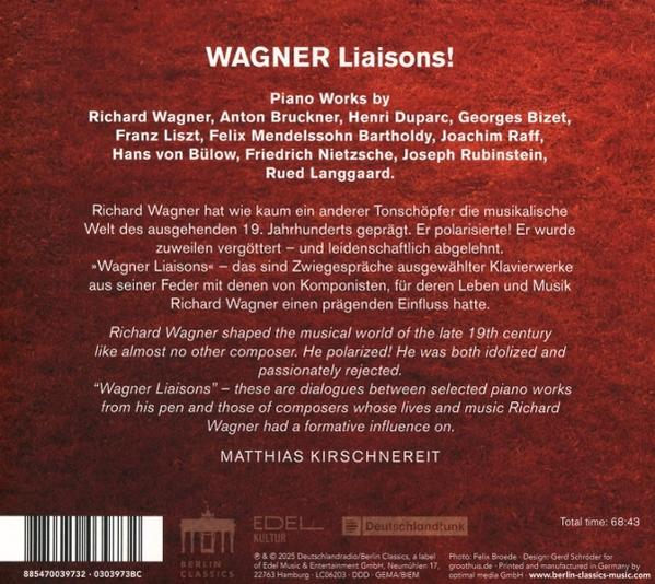 CD-Cover für Wagner Liaisons. Text enthält Komponistennamen und Informationen zur Musik.