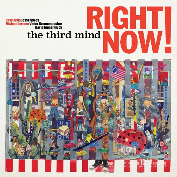 Albumcover-Collage mit "Right Now!" in Rot. Es zeigt ein Flugzeug, eine US-Flagge und verschiedene Bilder mit den Namen der Band.