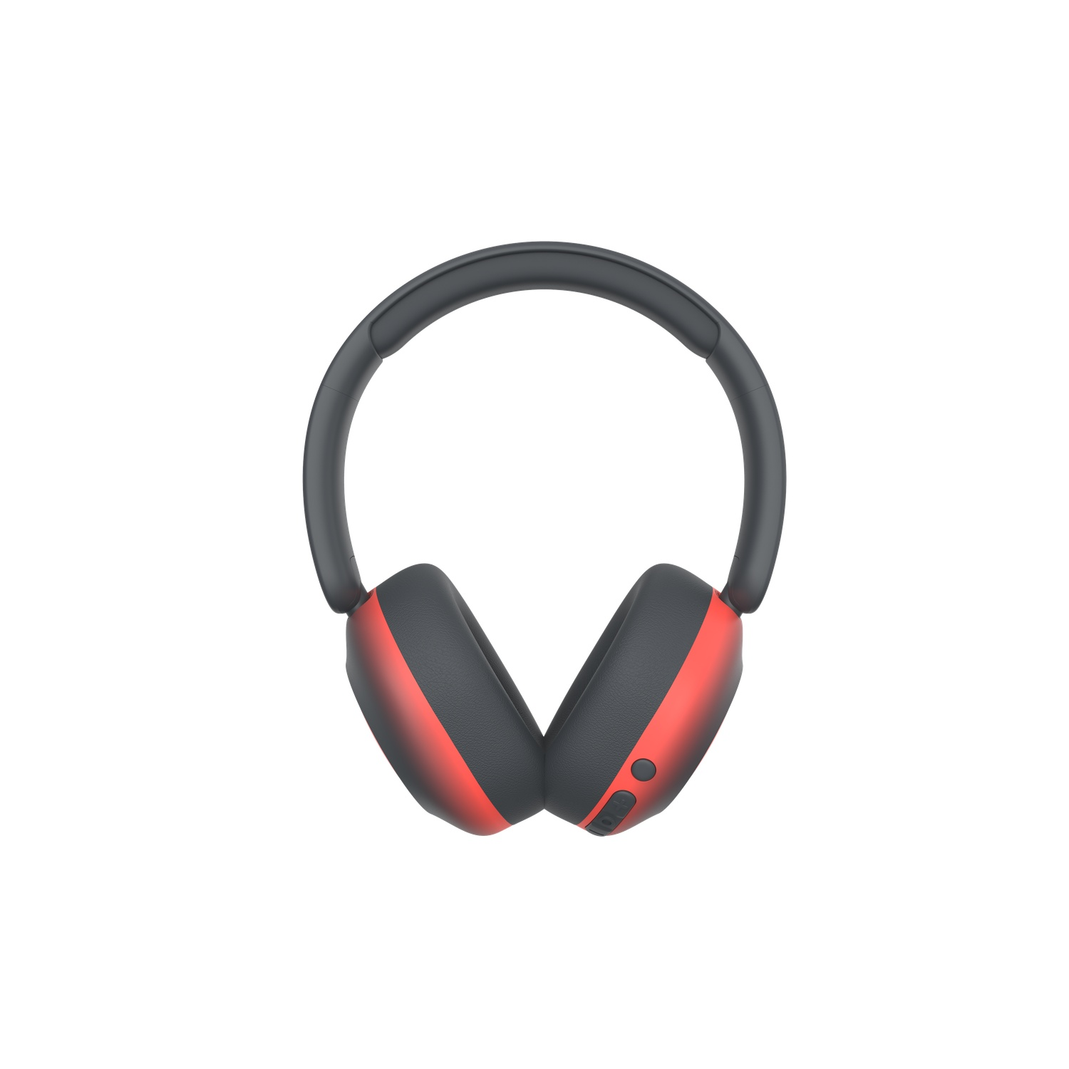 Black and red headphones on a white background. The headphones have a black band and red accents on the earcups.