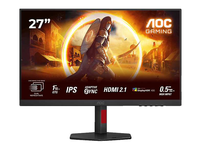 AOC U27G4R, 160 Hz UHD 4K, Dual Frame 27 Zoll QHD Gaming Monitor 1 ms Reaktionszeit 300 Hz