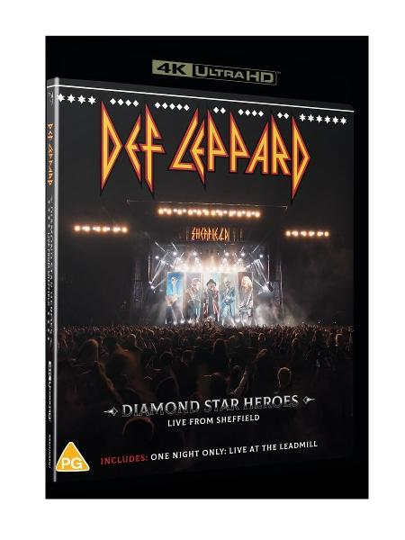 DVD-Hülle von Def Leppard, 4K Ultra HD, mit Band auf Bühne und Publikum.