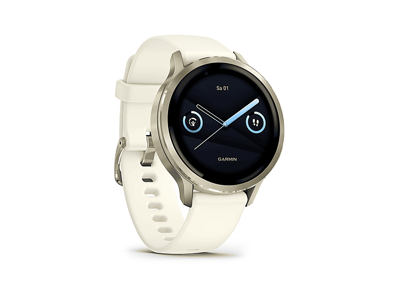 Thumbnail - GARMIN Venu 4 41 mm Smartwatch Edelstahl und faserverstärktes Polymer Silikon, 18 mm, Handgelenkumfang 110-195 Beige/Lun...