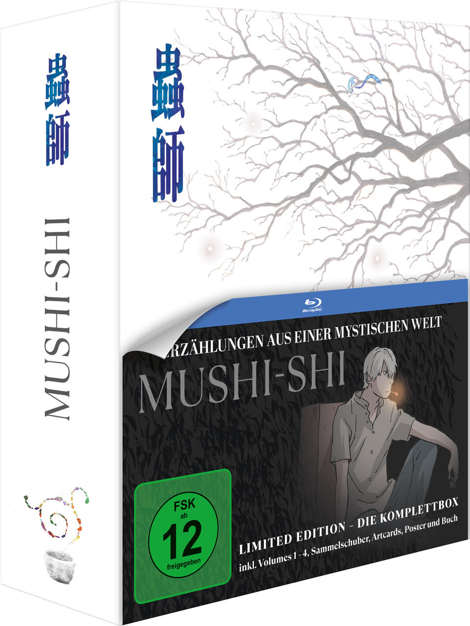 Limited Edition Blu-ray Box von Mushi-Shi mit Anime-Charakter und Baum-Illustration.