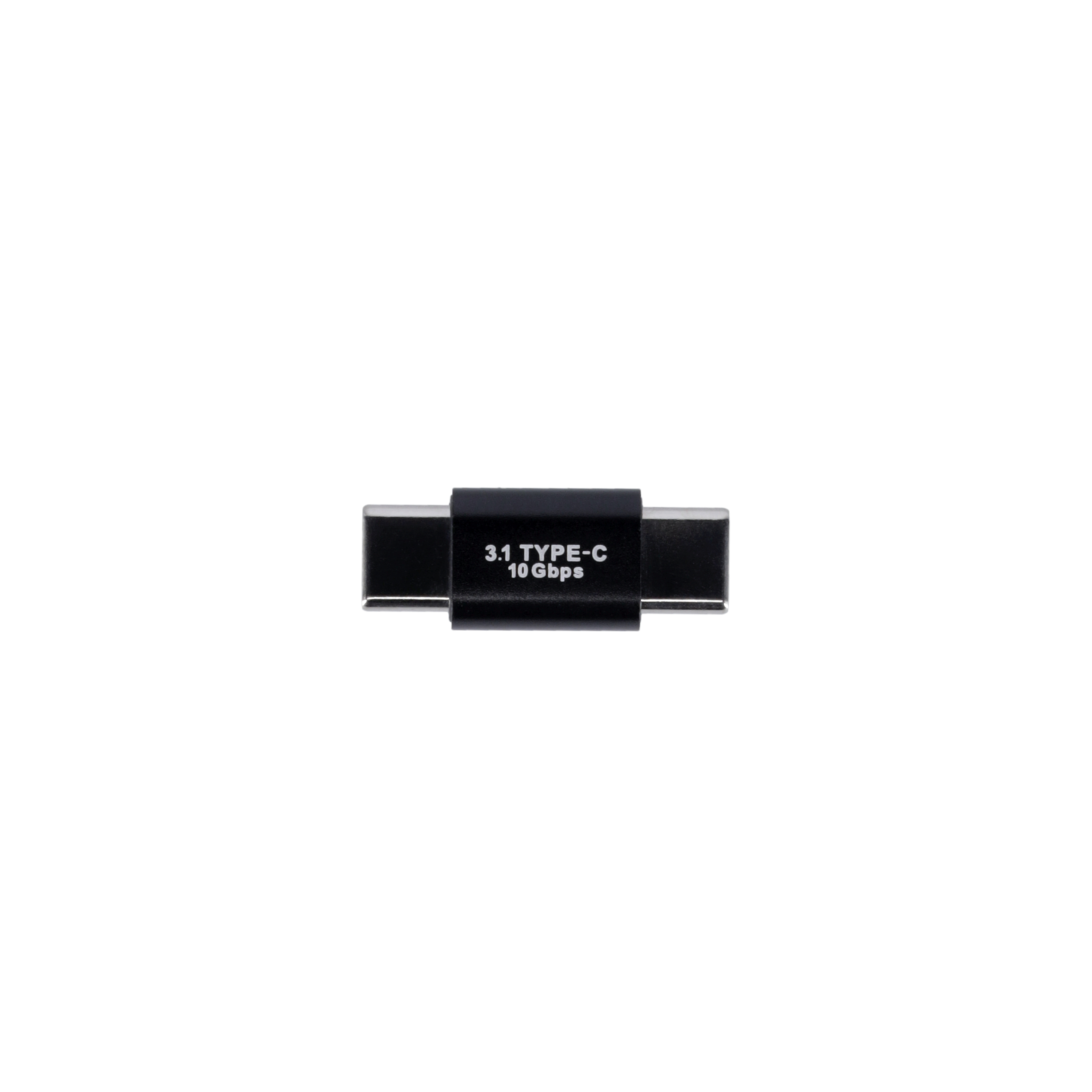 Ein schwarzer USB-C-Anschluss mit Text 3.1 TYPE-C 10 Gbit/s auf weißem Hintergrund.