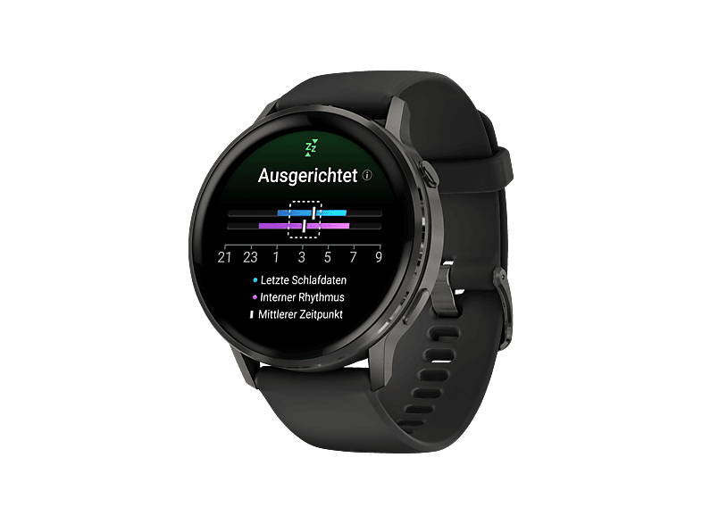 GARMIN Venu 4 45 mm Smartwatch Edelstahl und faserverstärktes Polymer Silikon, 22 mm, Handgelenkumfang 135-200 mm, Schwarz/Schiefergrau