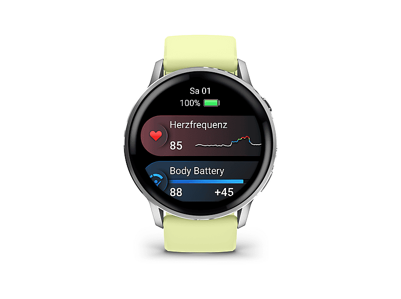 Thumbnail - GARMIN Venu 4 45 mm Smartwatch Edelstahl und faserverstärktes Polymer Silikon, 22 mm, Handgelenkumfang 135-200 Silber/Gr...