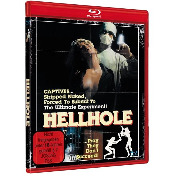 Filmcover: eine Frau und ein Arzt mit einer Spritze. Text: "HELLHOLE." Warnhinweis: nicht für Personen unter 18 Jahren geeignet.