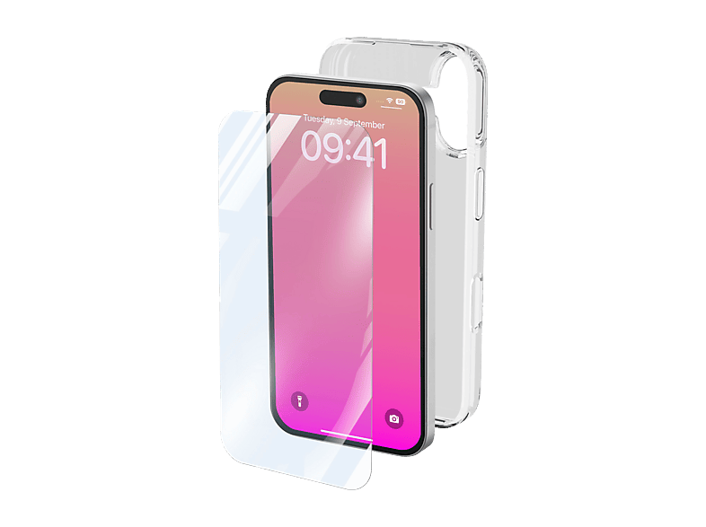 REACONDICIONADO Seminuevo Excelente Funda + Protector pantalla - CellularLine PROTECTION KIT, Para iPhone 17, Protección de esquinas y conectores