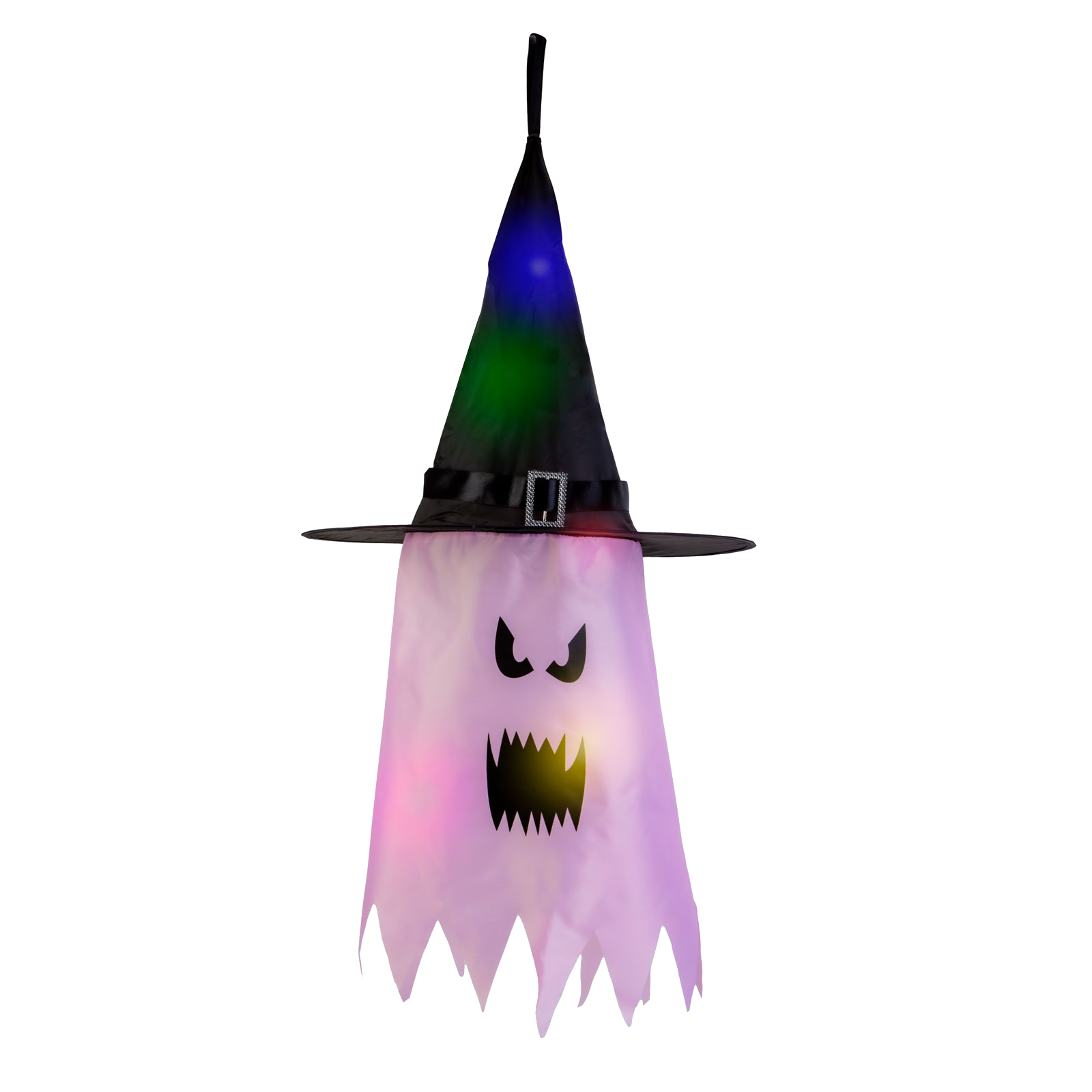 FAMILY HALLOWEEN Halloween-i LED dekor, szellem, rózsaszín, 10 színes LED, akasztható (56569B)