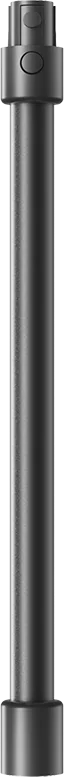 Eine Metallstange mit zylindrischer Form. Sie hat eine breitere Basis und einen Kopf mit zwei kreisförmigen Details auf schwarzem Hintergrund.