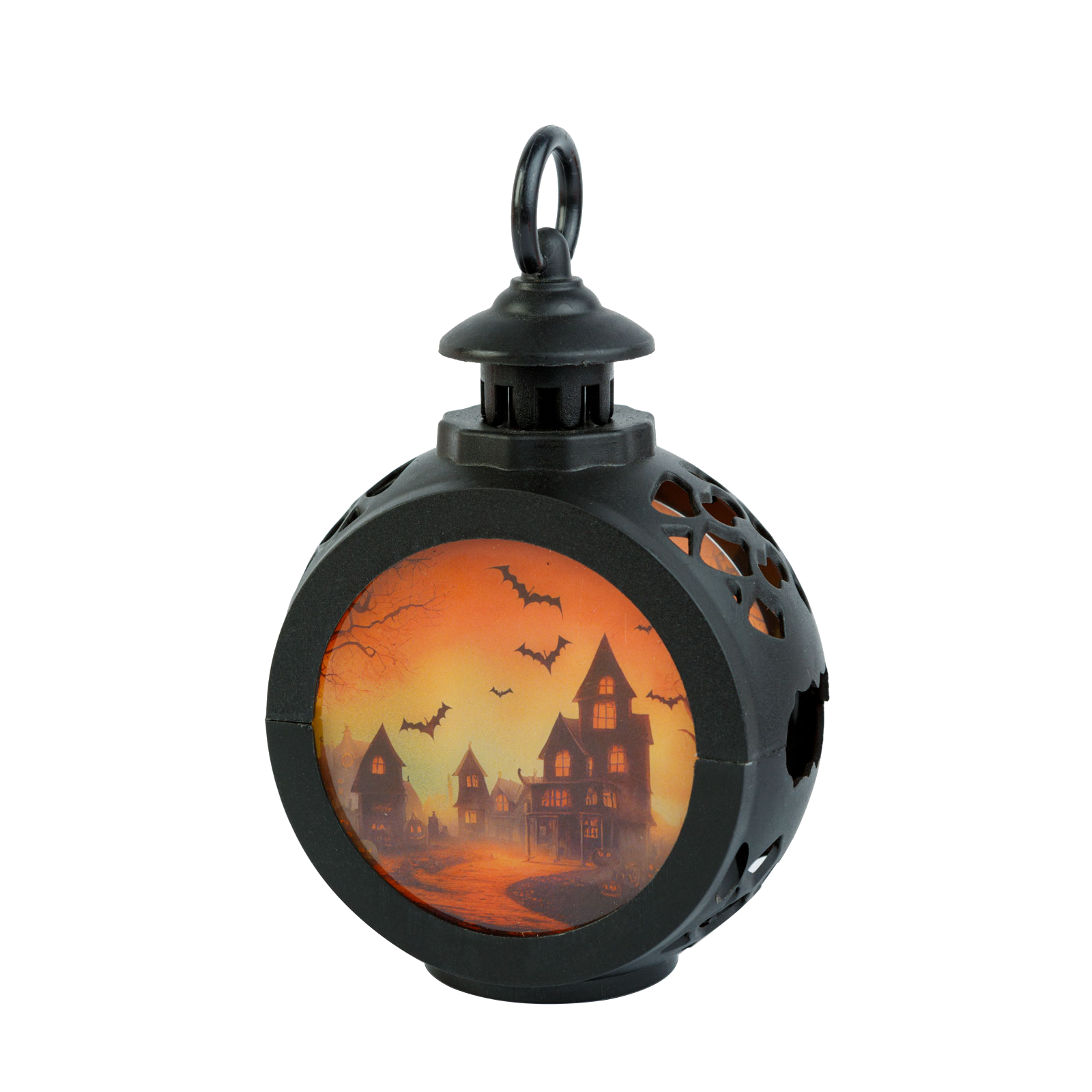 @HOME-HALLOWEEN Halloween-i világító dekoráció, kastély, felakasztható, LED (56602B)