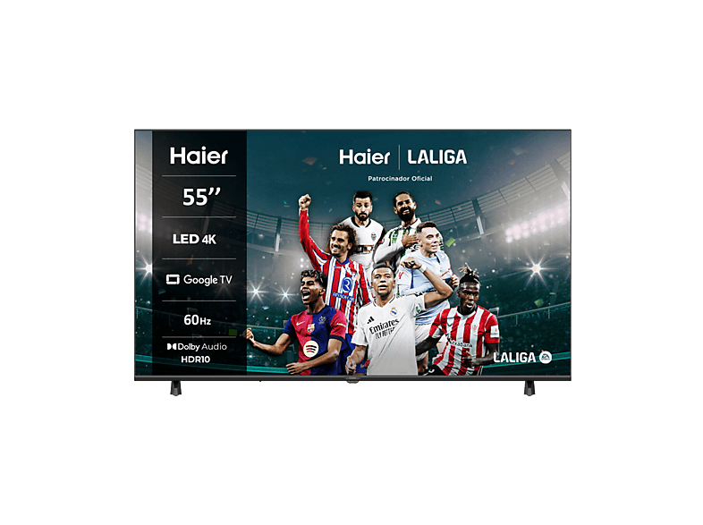 TV LED 55" - Haier H55K85FUX K85F Series , Smart (Google TV), HDR 4K, Direct LED, Dolby Audio, Sin marcos, Negro