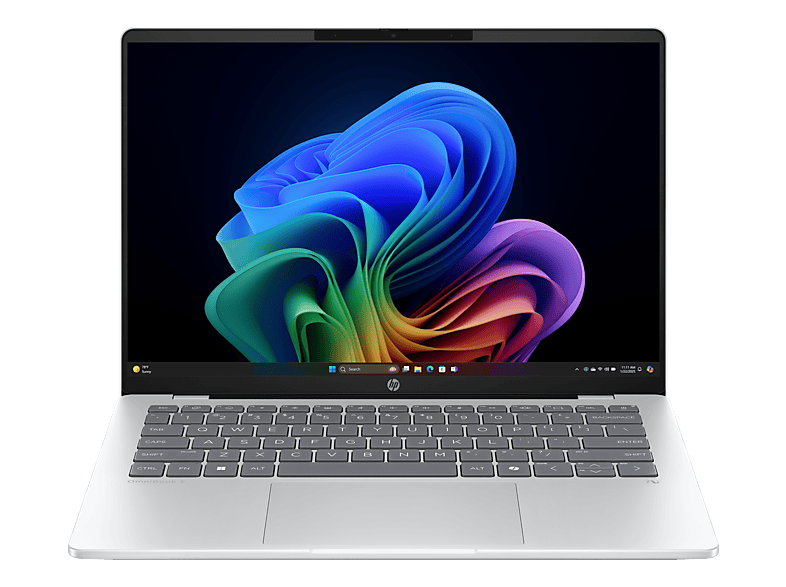 HP OmniBook 5 14-he0104nz, Notebook, mit 14 Display, Qualcomm® Snapdragon® X Plus X1P-42-100 Prozessor (30 MB Cache, bis zu 3.4 GHz), 16 GB RAM, 512 SSD, Qualcomm Adreno™ Onboard Graphics, Glacier Silver, Windows 11 Home