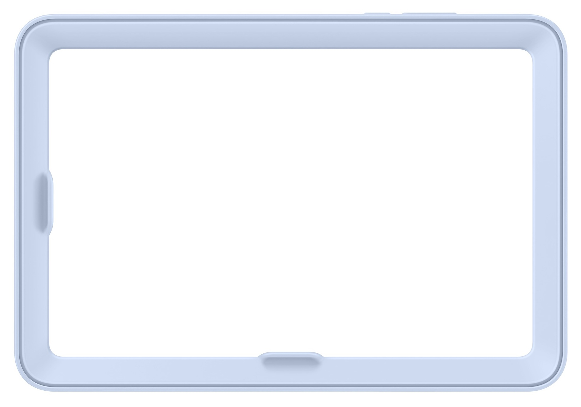 Jasnoniebieska ramka otacza białe tło. Ramka ma zaokrąglone rogi z małym wystającym elementem po bokach.