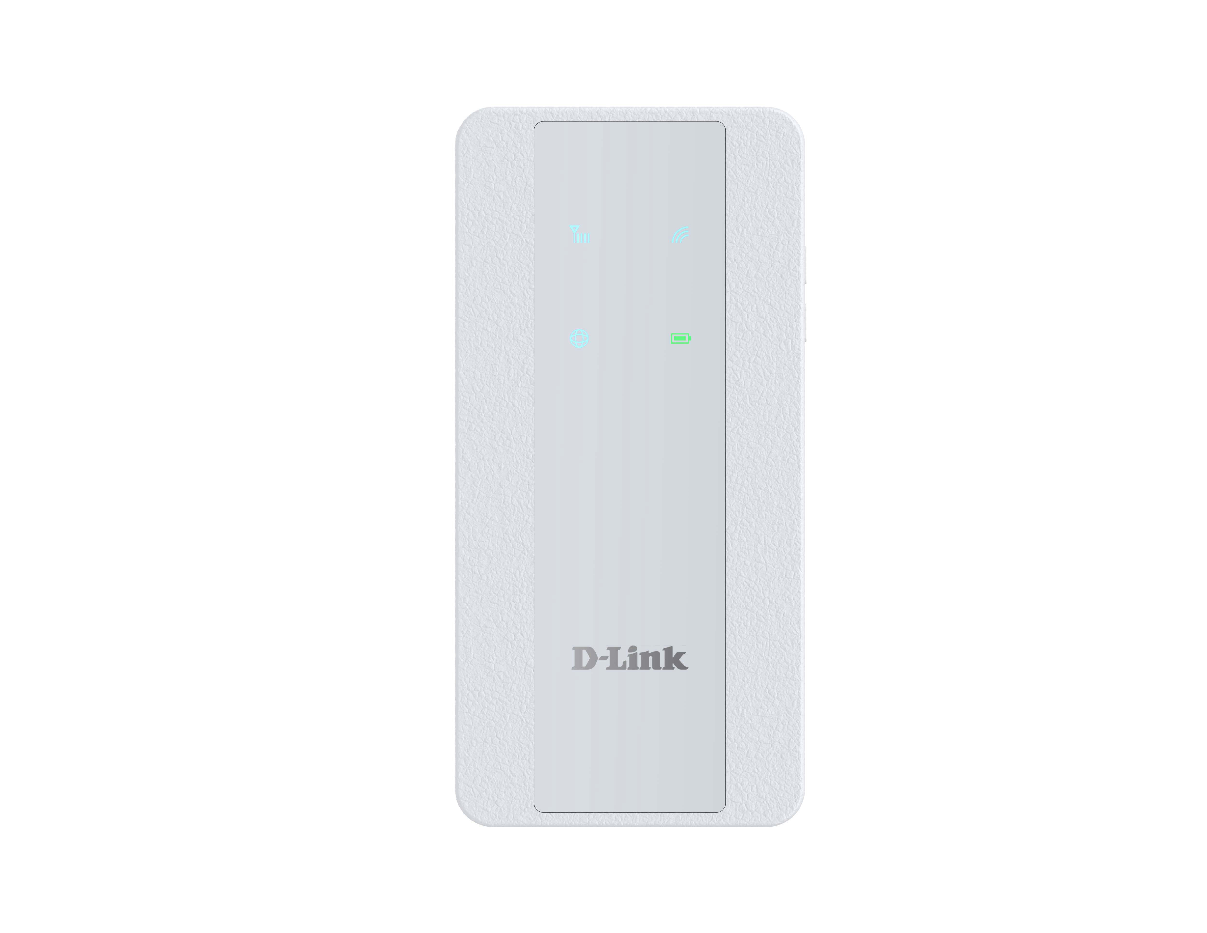Ein weißer D-Link-Router wird auf weißem Hintergrund gezeigt. Er hat Anzeigen und das D-Link-Logo.
