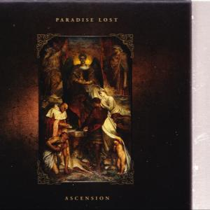 Albumcover. Gemälde von Figuren in dunkler Umgebung, mit Engeln und interagierenden Menschen. Titel: Paradise Lost, Ascension.