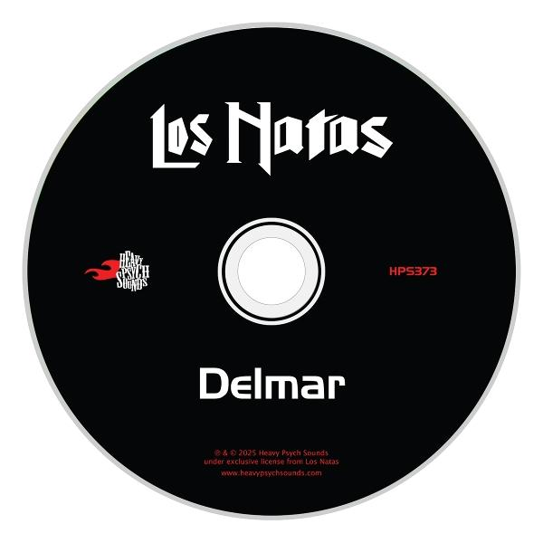 Schwarze CD mit weißem und rotem Text. Titel 'Los Natas', Album 'Delmar'. Enthält Logo von 'Heavy Psych Sounds'. HPS373.