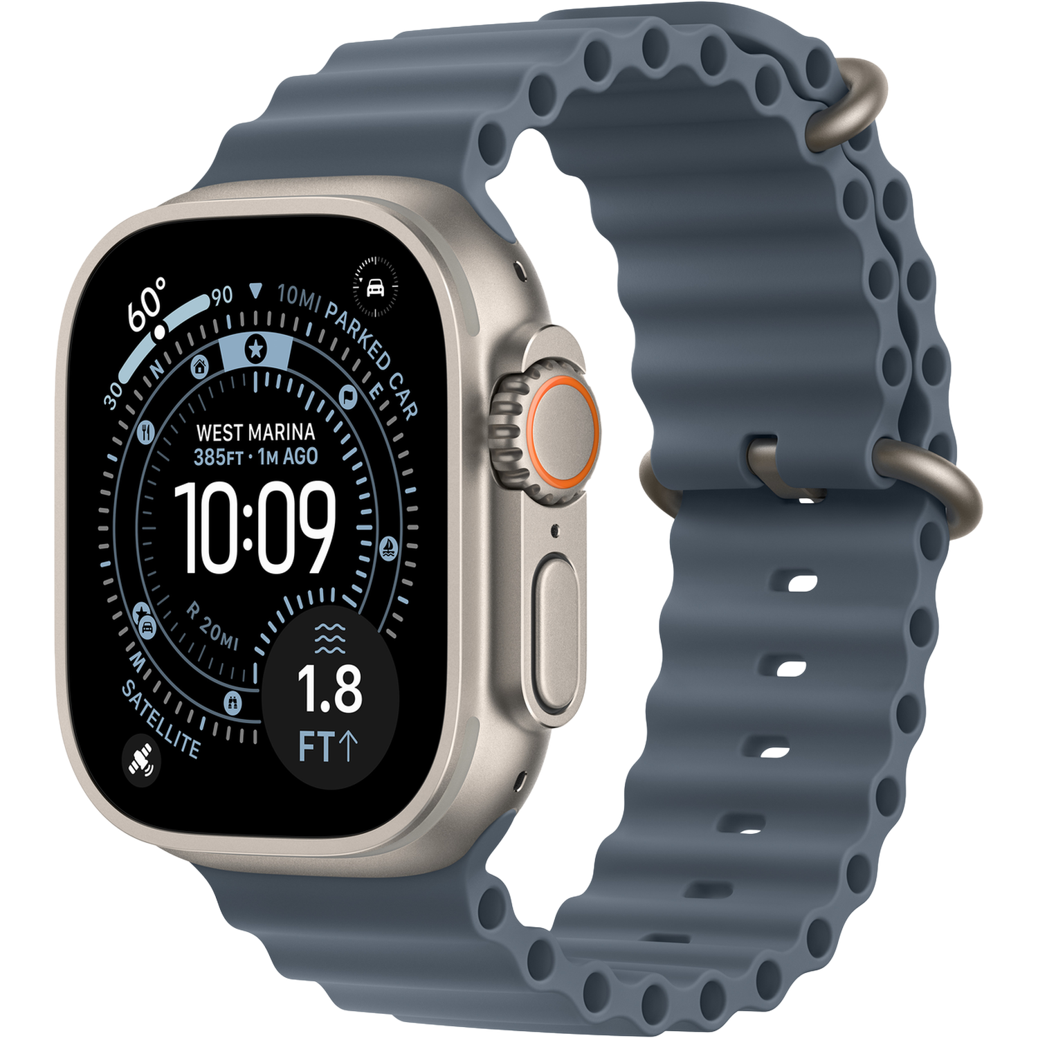 Apple Watch Ultra 3 gps + Cellular - 49mm natural Titanium Case - Anchor Blue Ocean Band Smartwatch Natural