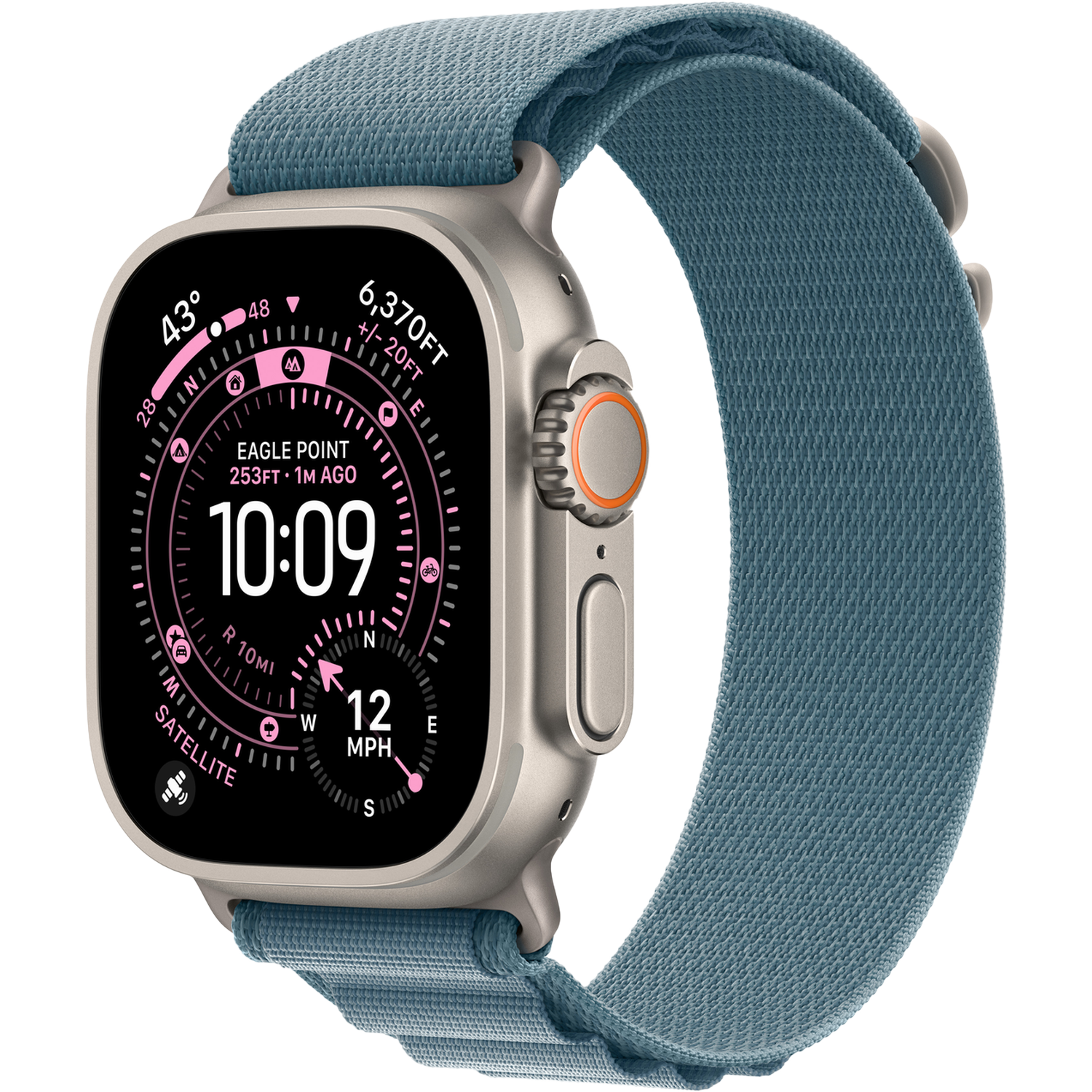 Apple Watch Ultra 3 gps + Cellular - 49mm natural Titanium Case - Light Blue Alpine Loop Medium Smartwatch Natural