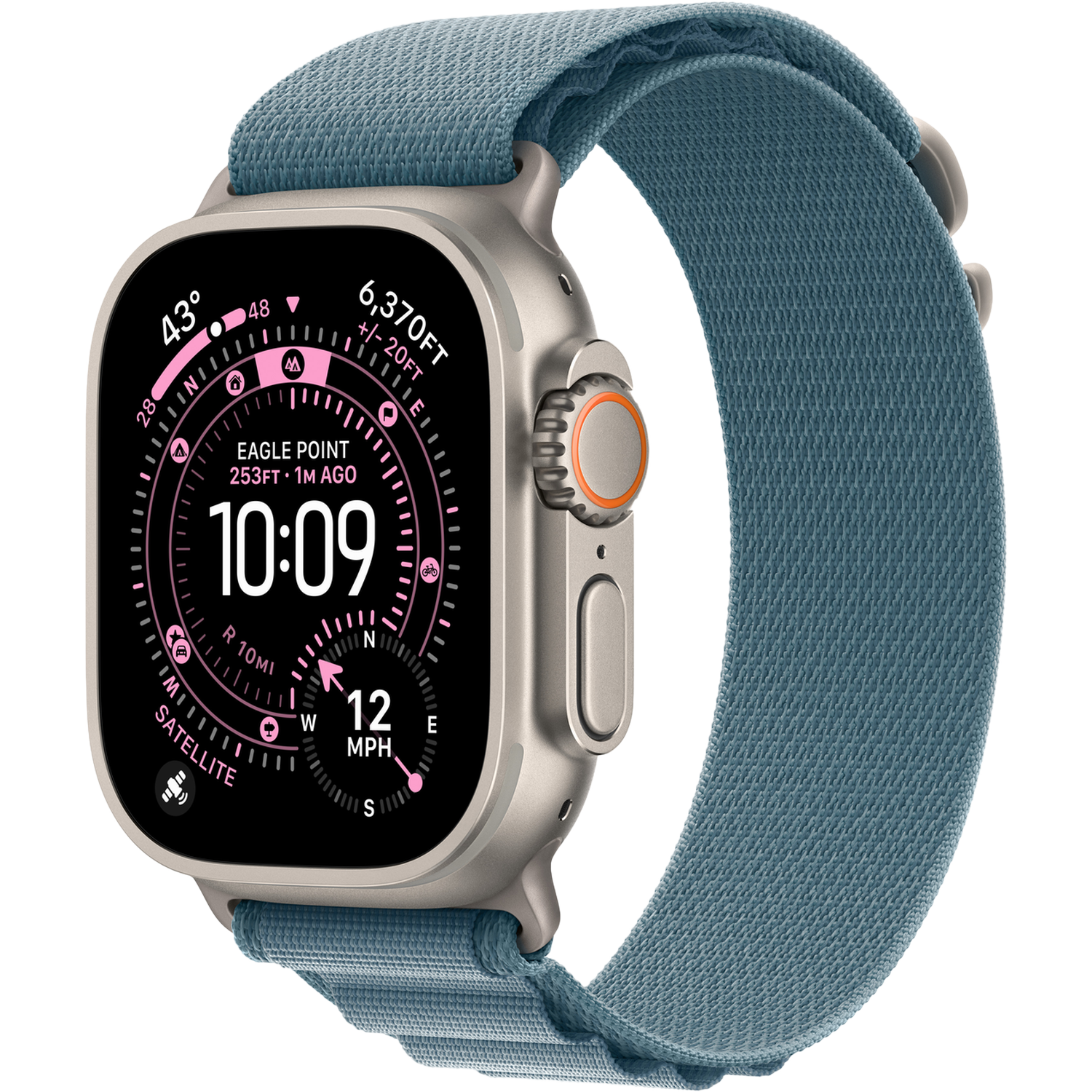 Apple Watch Ultra 3 gps + Cellular - 49mm natural Titanium Case - Light Blue Alpine Loop Large Smartwatch Natural