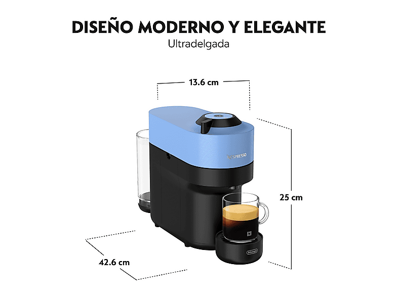 Cafetera de cápsulas - De'Longhi Nespresso® Vertuo Pop ENV90.A, 1260 W, 0.56 l, Calentamiento 30 s, Tecnología Centrifusión™, Bluetooth, Wi-Fi, Azul – imagen 2