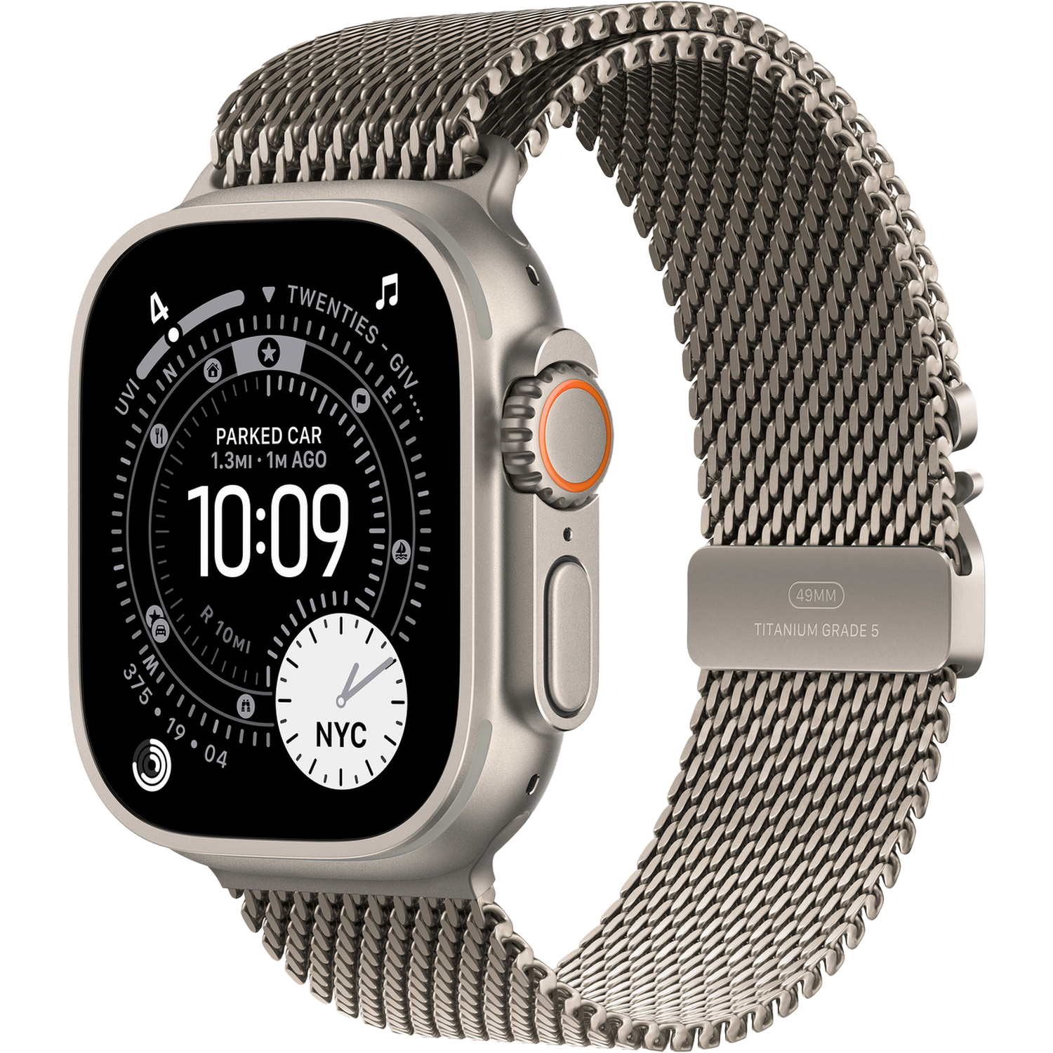 Apple Watch Ultra 3 gps + Cellular - 49mm natural Titanium Case - Natural Milanese Loop Large Smartwatch afbeelding